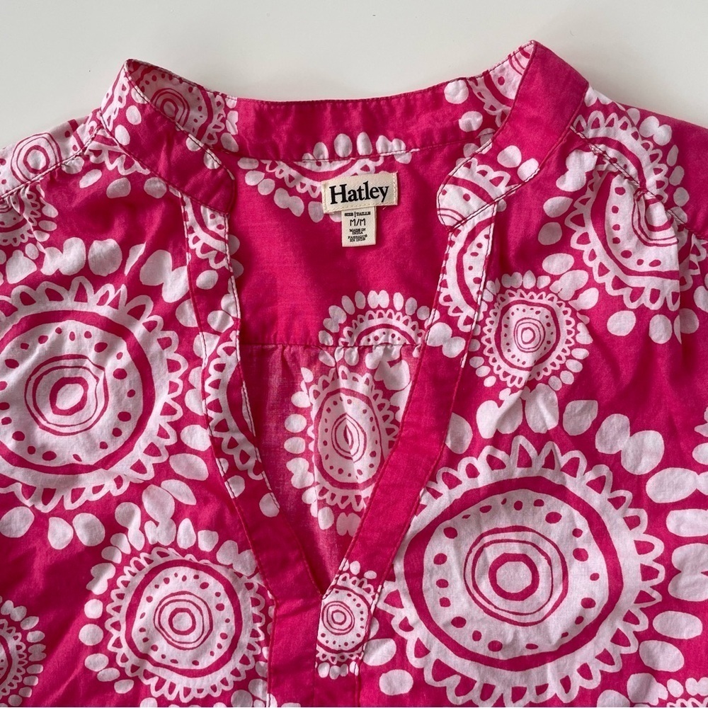 Hatley Women's Pink White V neck Paisley Long Sleeve Tunic Cover Up Size Medium - Picture 3 of 12